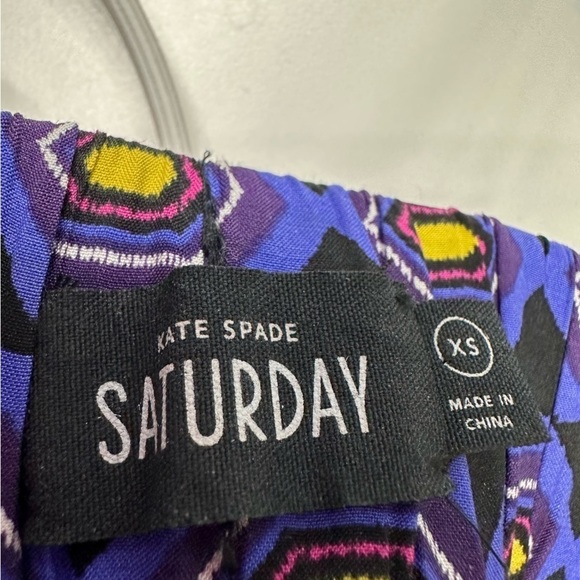 Kate Spade Saturday Pants Jogger Lounge Casual Purple Patterned Silk Extra Small - Picture 5 of 6